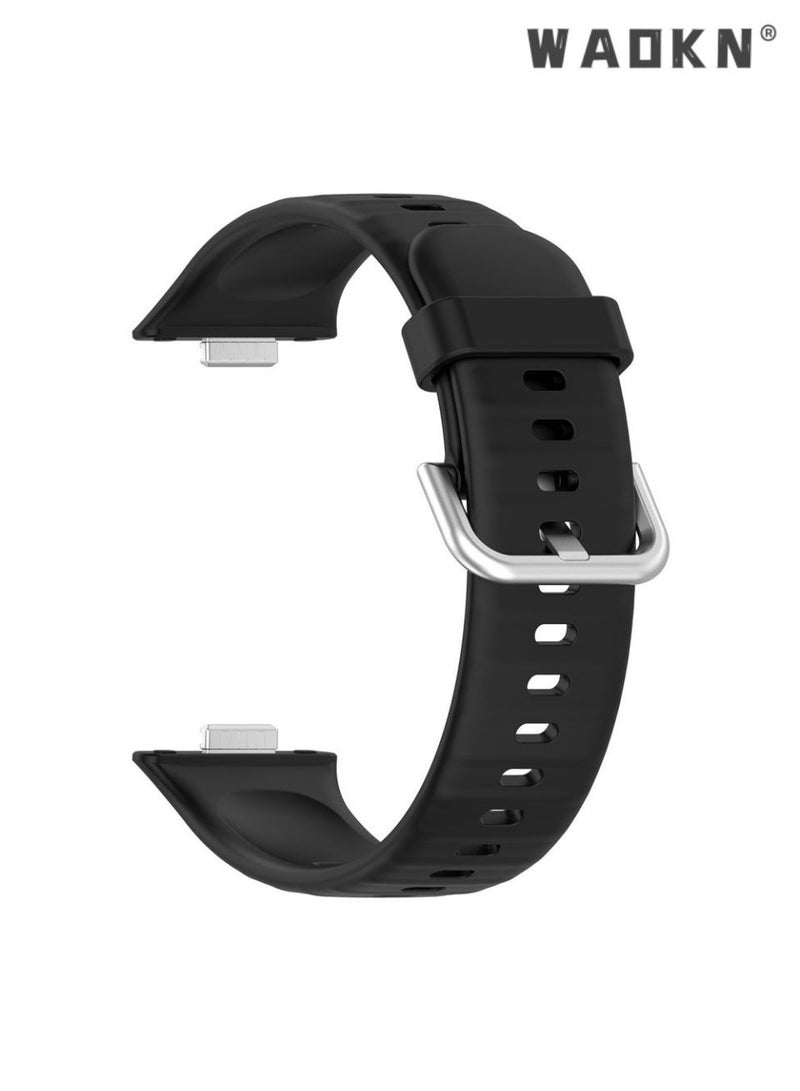 دبليو أيه أو كي أن 3 حزام PCS حزام السيليكون مع سدادات معدنية وشراب السيليكون لـ HUAWEI Watch Fit 3 / Fit 4 / Fit 4 Pro ، سوار استبدال حزام السيليكون الأسود والأبيض والأزرق حزام السيليكون مع سدادات معدنية وشراب السيليكون - Image 3