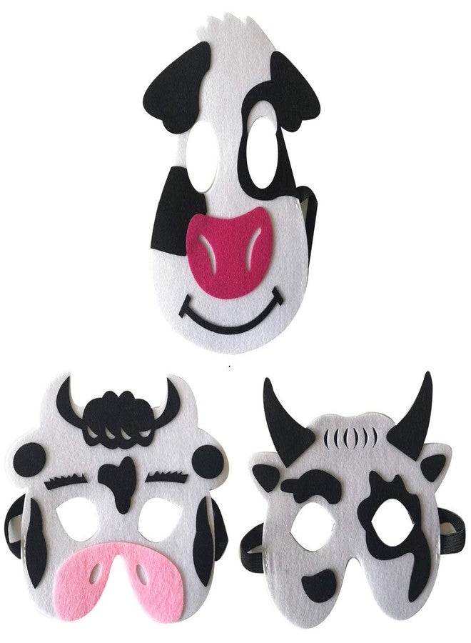 Elibelle 3 Piece Felt masks animal Halloween masks Dress-Up party accessory Parent-child game(Cow) - Image 1