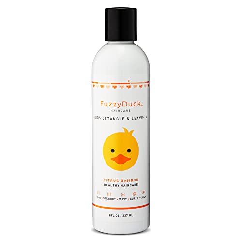 FuzzyDuck Kids Detangler & Leave-in Conditioner – Lightweight Moisturizer for Frizz Control & Curl Definition, Hydrates & Softens Dry Hair with Aloe, Sea Botanicals & Honey (Citrus Bamboo, 8oz) - Image 1