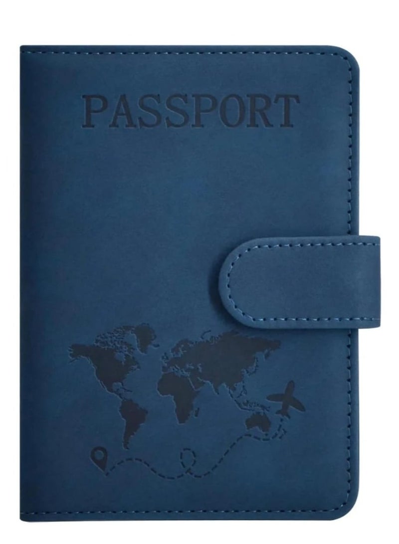 Passport Holder for Travel Essentials, Passport Wallet Cover Case for Travel Must Haves Accessories,Passport Book Holders for Women and Men Blue - Image 1