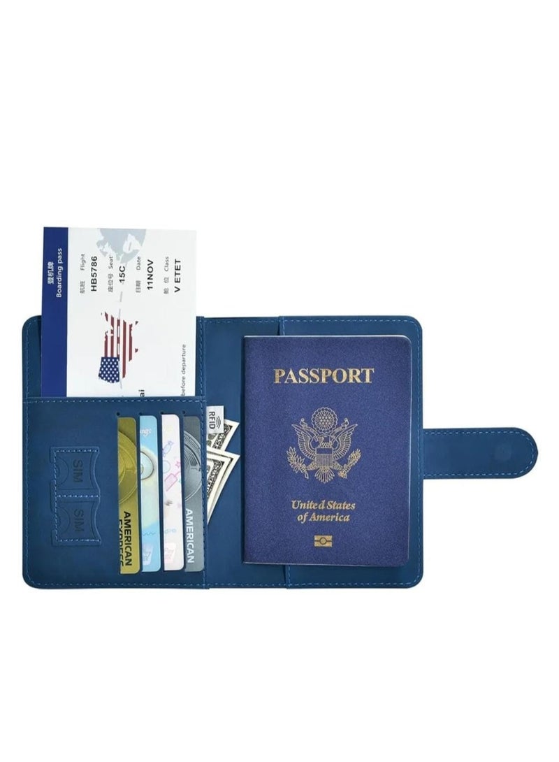Passport Holder for Travel Essentials, Passport Wallet Cover Case for Travel Must Haves Accessories,Passport Book Holders for Women and Men Blue - Image 4