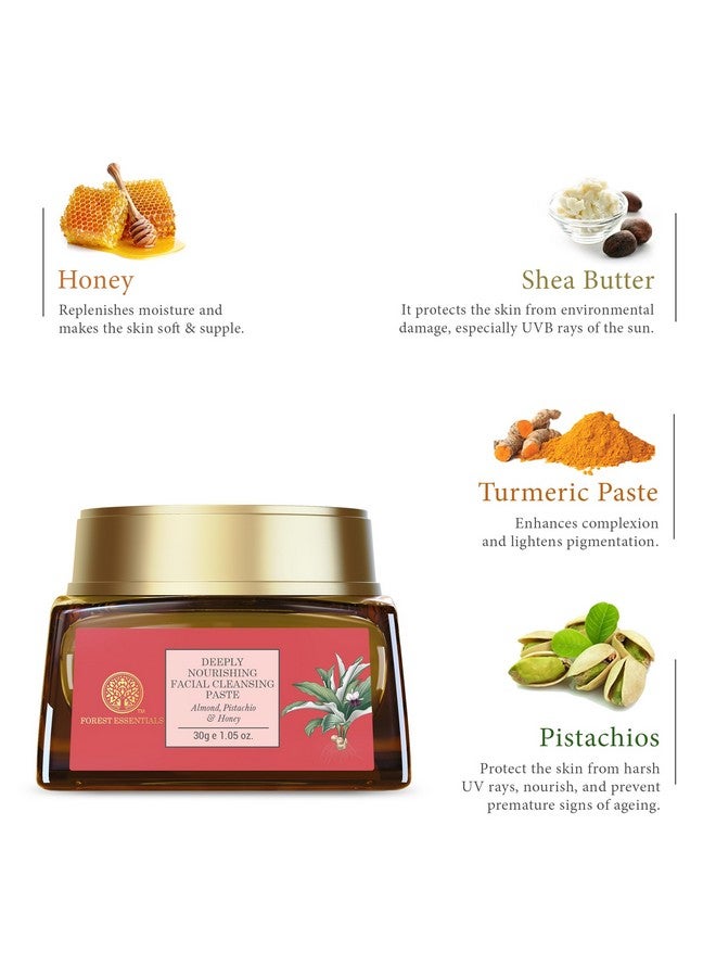 Forest Essentials Facial Cleansing Paste for Dry Skin | with Almond Pistachio & Honey | Daily Exfoliating Face Scrub | Moisturising Face Exfoliator | Milk & Honey Face Scrub - Image 4