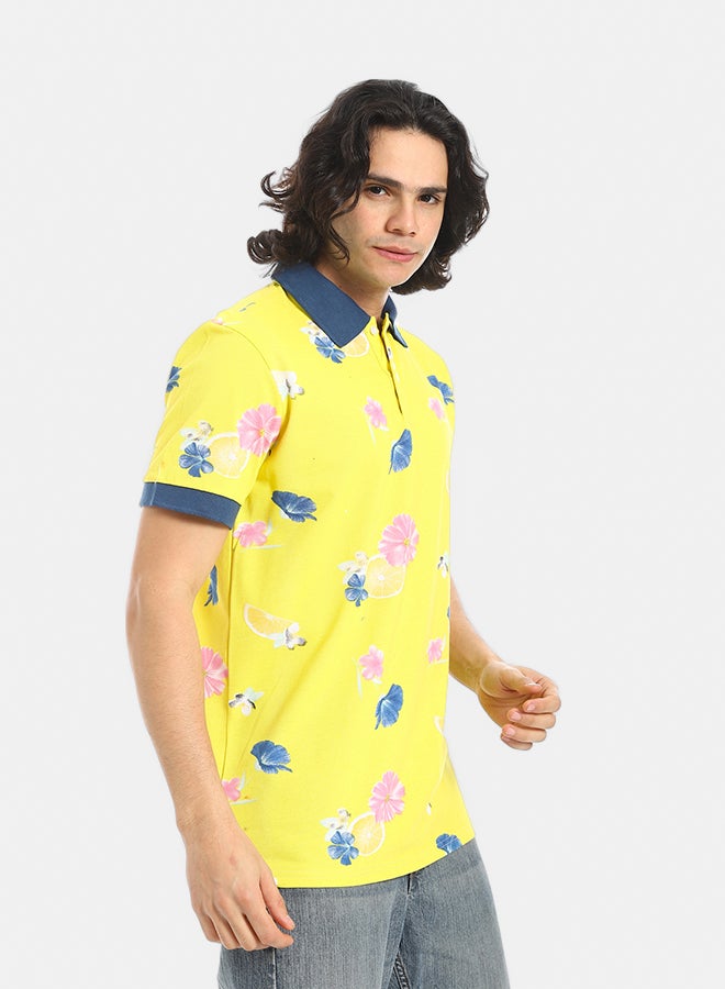 Red Circle Self Pattern Regular Fit Polo Shirt - Image 2