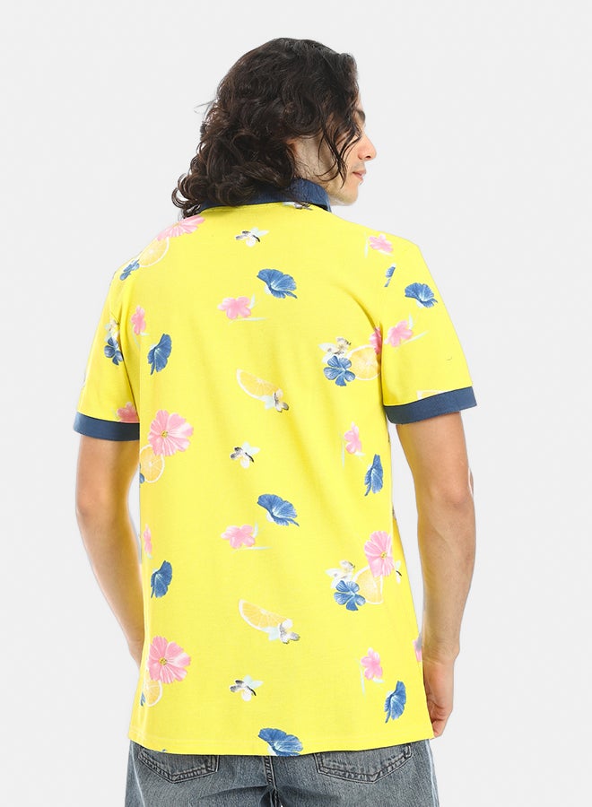 Red Circle Self Pattern Regular Fit Polo Shirt - Image 3