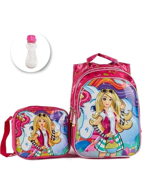 Purple Fabric Color Patterned Barbie Bag Nutrition Juicer School Bag Barbi Bag