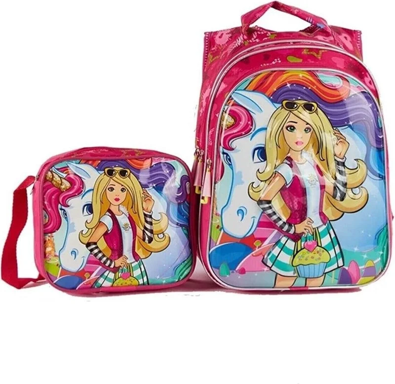 ماشو تريند Purple Fabric Color Patterned Barbie Bag Nutrition Juicer School Bag Barbi Bag