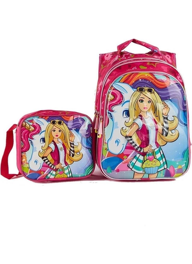 Purple Fabric Color Patterned Barbie Bag Nutrition Juicer School Bag Barbi Bag