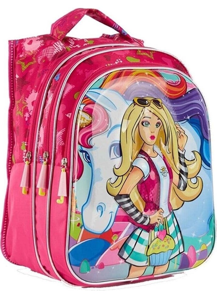 Purple Fabric Color Patterned Barbie Bag Nutrition Juicer School Bag Barbi Bag