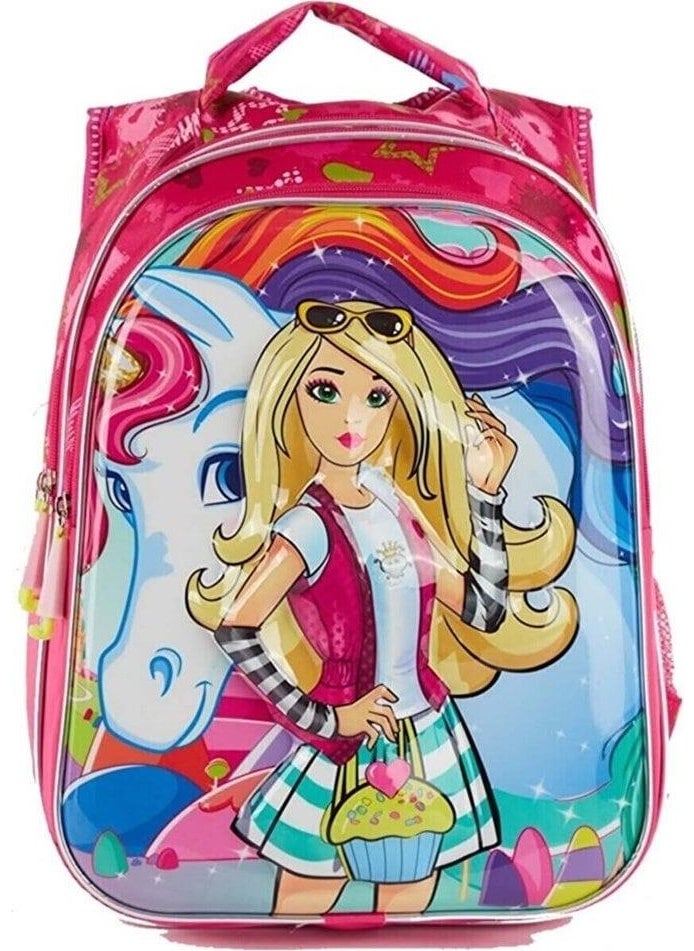 Purple Fabric Color Patterned Barbie Bag Nutrition Juicer School Bag Barbi Bag