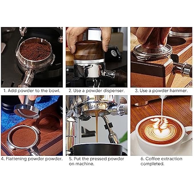 Zudoo Expobar Faema Rancilio Casadio Ascaso Semremo Cimbali 58Mm Bottomless Aluminum Alloy Portafilter With Wood Handle A1 Siam Rosewood - Image 5