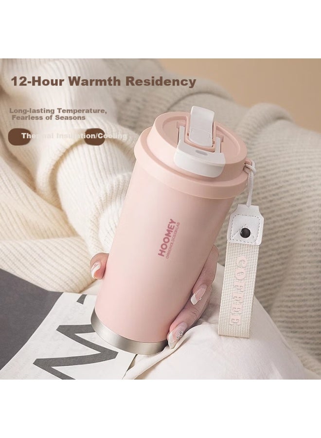 Hoomey Insulated Mug Ceramic Lined Inner Coffee Cup For Men And Women, Stylish Straw Water Bottle  New Cold-keeping Cup - Image 3