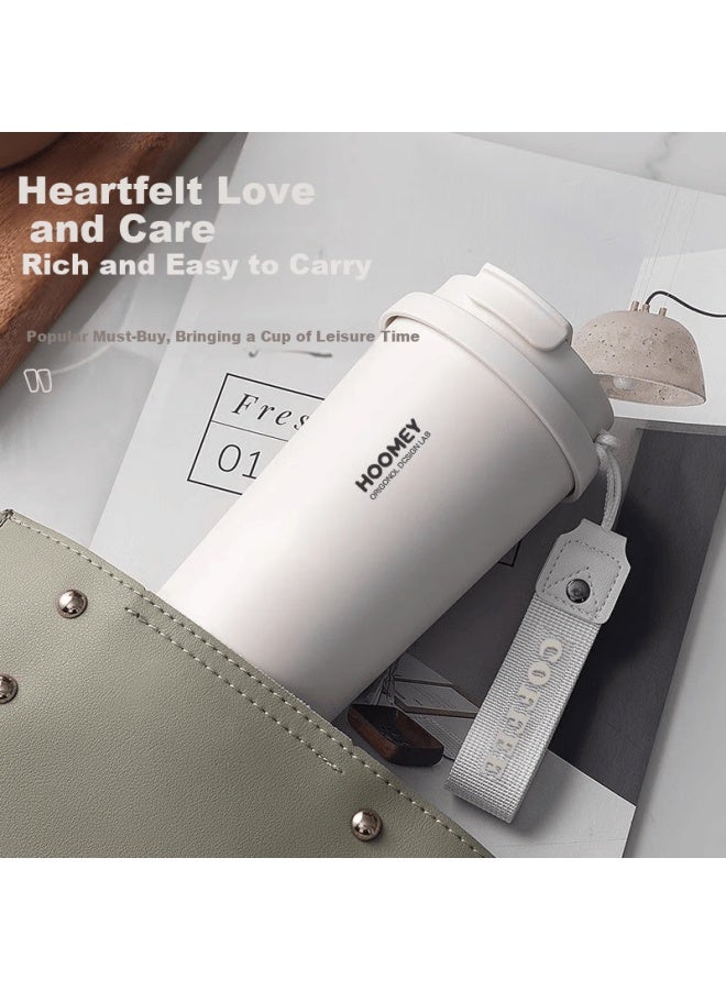 Hoomey Insulated Mug Ceramic Lined Inner Coffee Cup For Men And Women, Stylish Straw Water Bottle  New Cold-keeping Cup - Image 4