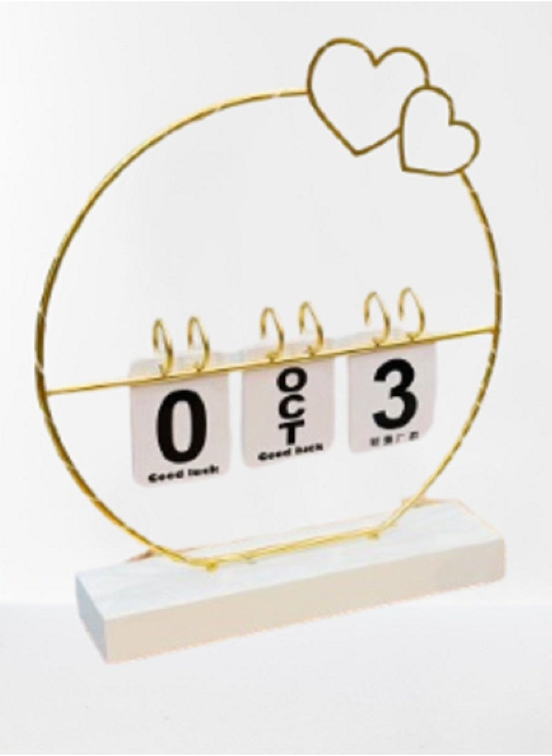 Generic Metal desk calendar and wooden base white for office, home and kitchen decor  - Image 1