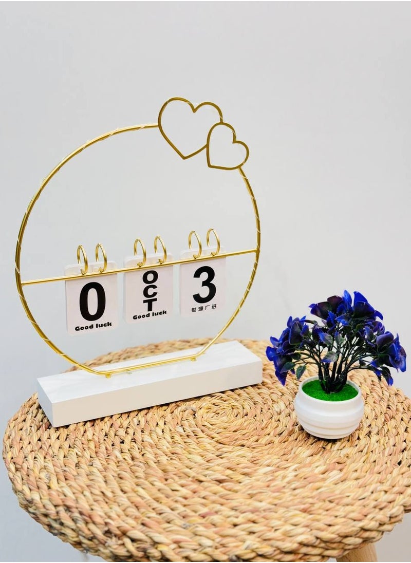Generic Metal desk calendar and wooden base white for office, home and kitchen decor  - Image 2