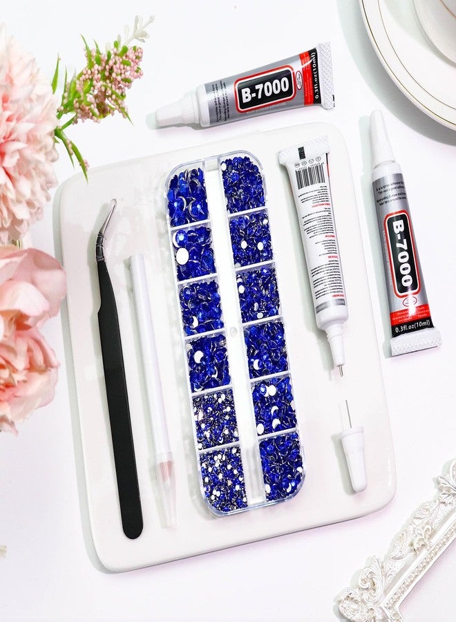 Towenm B7000 Clear Glue with 4000PCS Dark Blue Rhinestones for Crafts Clothing Fabric Shoes, Glue Fix Flatback Gems for Nails Face Jewelry, Mixed 5 Sizes 2mm 3mm 4mm 5mm 6mm Diamond Bejeweled Kit - Image 3