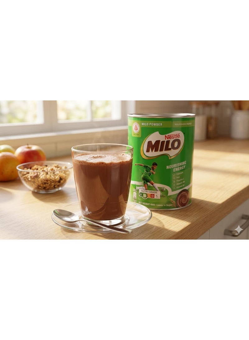 Nestle Nestlé MILO Chocolate Malt Powder, Nourishing Energy, with Calcium, by febora foods, Iron & Vitamins, Lower in Sugar, 400g TIN - Image 4