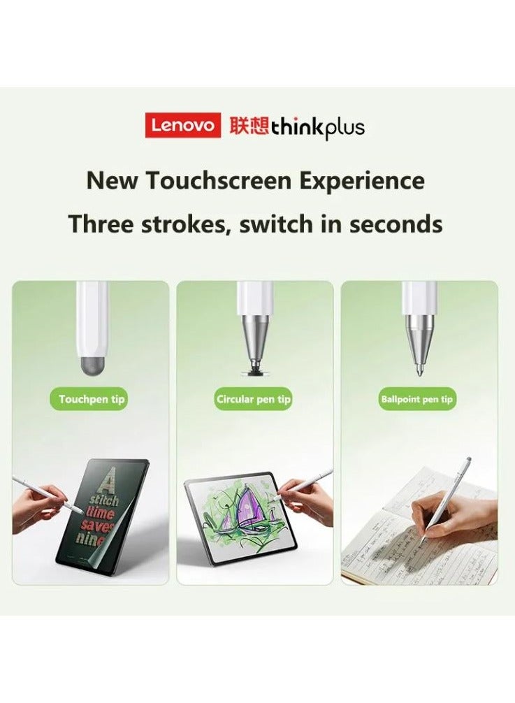 Lenovo ThinkPlus BP28 3-in-1 Universal Magnetic Touchscreen Pen | Accurate Writing & Lag-Free Touch for iPads, Tablets, Phones | No Battery Needed | Durable Aluminum Alloy Design - White - Image 5