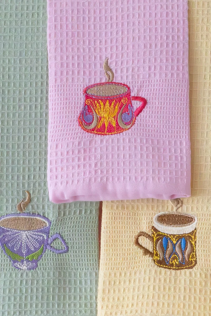 Vagonik Wagon Patterned 40x60 Cotton 6-Piece Embroidered Kitchen Towel Drying Cloth