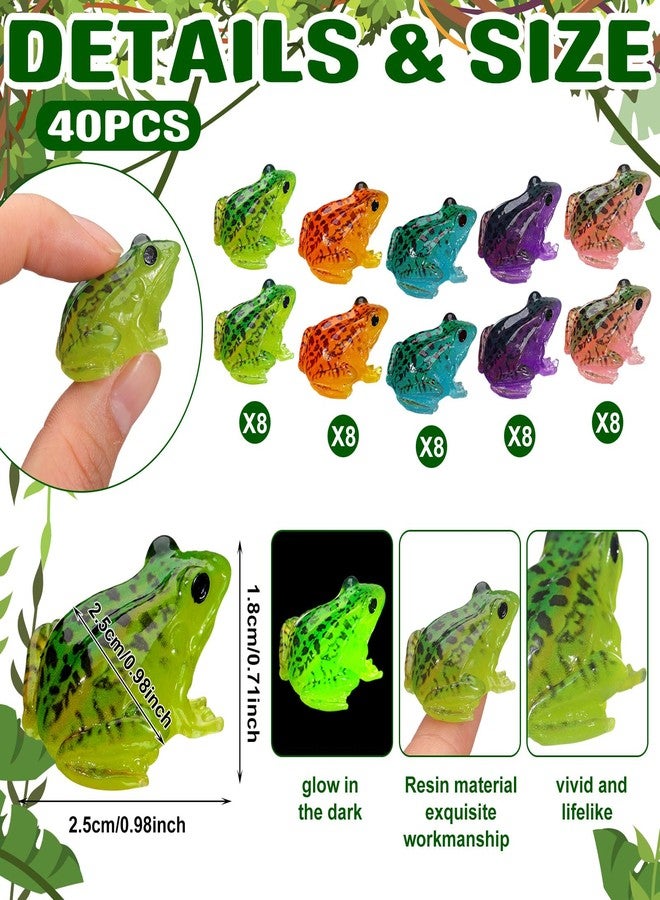 Barydat 40 Pcs Miniature Frog Figurines Toy Luminous Mini Resin Frog Mini Frog Figures Frog Model Garden Decor DIY Terrarium Craft Ornament Accessories for Moss Landscape Decoration (0.98 x 0.98 Inch) - Image 3