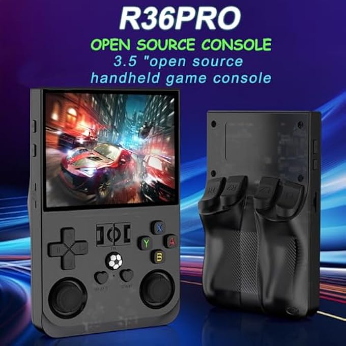 R36PRO RETRO HANDHELD GAME CONSOLE LINUX SYSTEM 128G CARD 20000+ GAME,PORTABLE RETRO GAME CONSOLE 3.5 IPS SCREEN SUPPORT 802.11N WIFI CONNECTO (CLEAR BLACK-128G) - Image 3