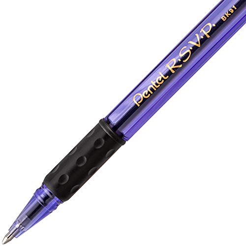Pentel RSVP Razzle-Dazzle Ballpoint Pen, (1.0mm) Medium Line, Violet Barrel, Black Ink, Box of 12 (BK91RDV-A) - Image 4