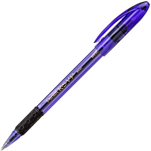Pentel RSVP Razzle-Dazzle Ballpoint Pen, (1.0mm) Medium Line, Violet Barrel, Black Ink, Box of 12 (BK91RDV-A) - Image 2