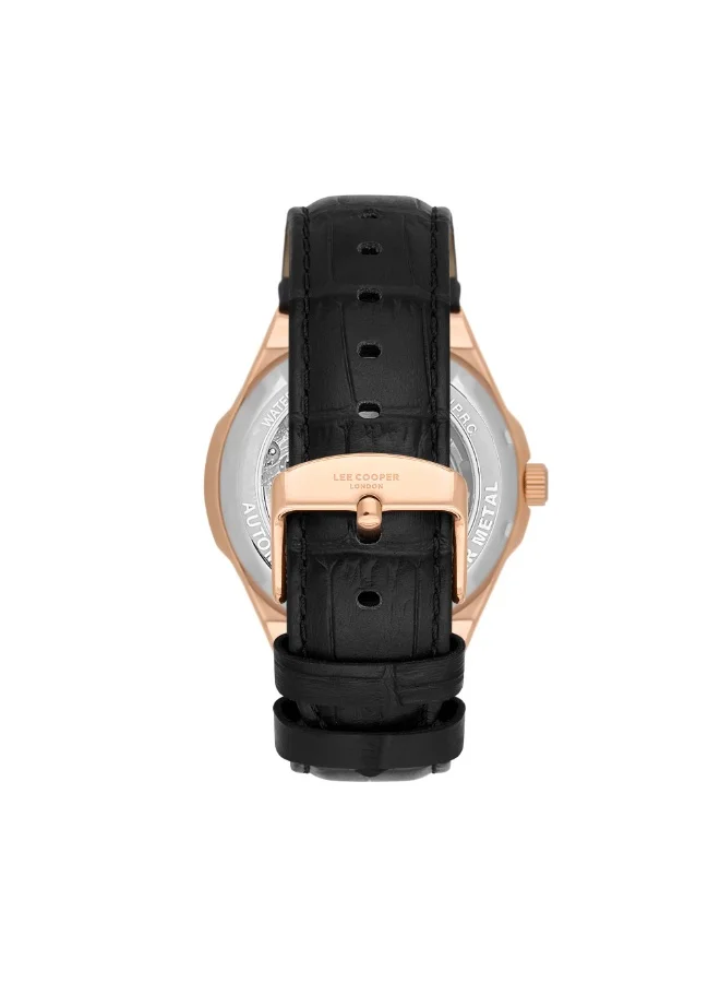 Lee Cooper LEE COOPER Men's Watch, Automatic Display and Leather Strap - LC08050.451, Black
