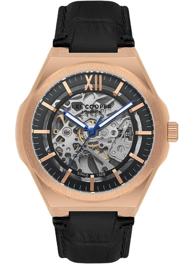 Lee Cooper LEE COOPER Men's Watch, Automatic Display and Leather Strap - LC08050.451, Black