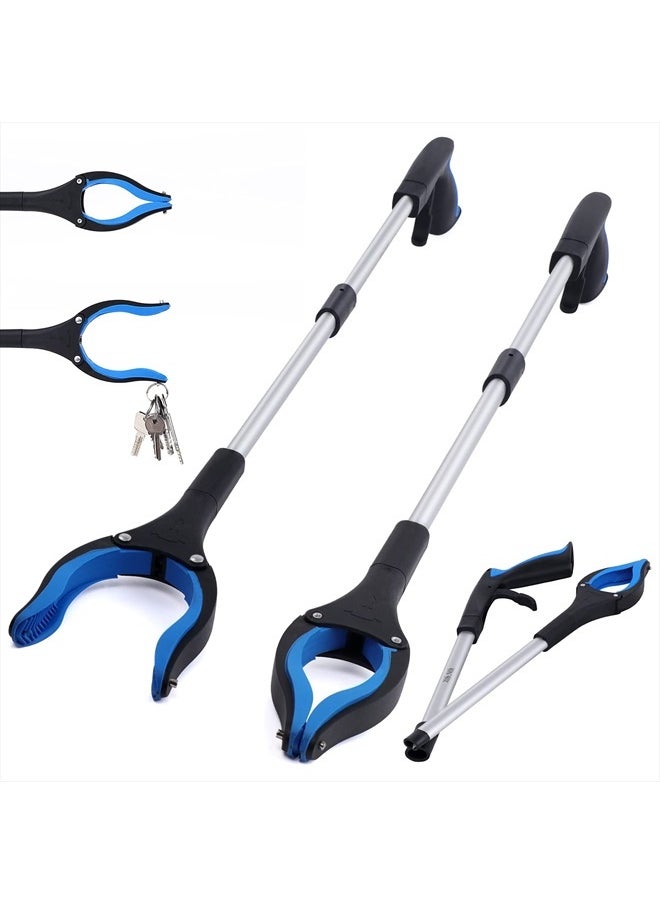 Xth-Nth 2-Pack Grabber Reacher Tool,32 Inch Extra Long Steel Foldable Pick Up Stick with Strong Grip Magnetic,360°Rotating Anti-Slip Jaw,Trash Claw Grabber Tool,Hand Grabber for Reaching,Arm Extension  - Image 1