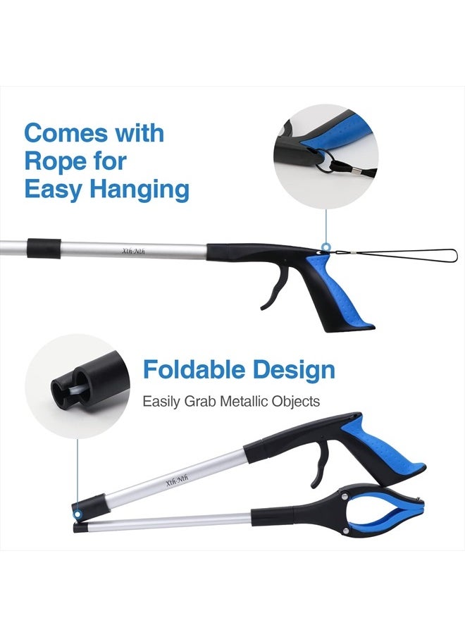 Xth-Nth 2-Pack Grabber Reacher Tool,32 Inch Extra Long Steel Foldable Pick Up Stick with Strong Grip Magnetic,360°Rotating Anti-Slip Jaw,Trash Claw Grabber Tool,Hand Grabber for Reaching,Arm Extension  - Image 4
