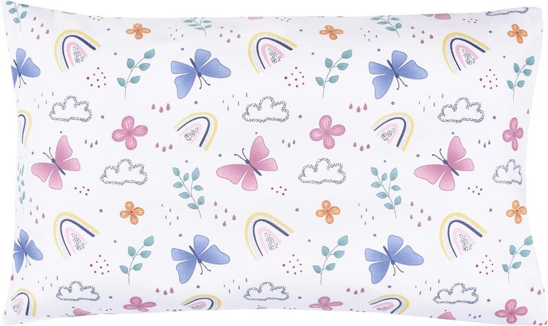 J-pinno Butterfly Rainbow Girls Cartoon Duvet Cover + Pillowcase Set, Zipper Closure, 100% Cotton, for Kids Crib Toddler Bedding Decoration Gift (Crib 47" X 59", Butterfly) - Image 4