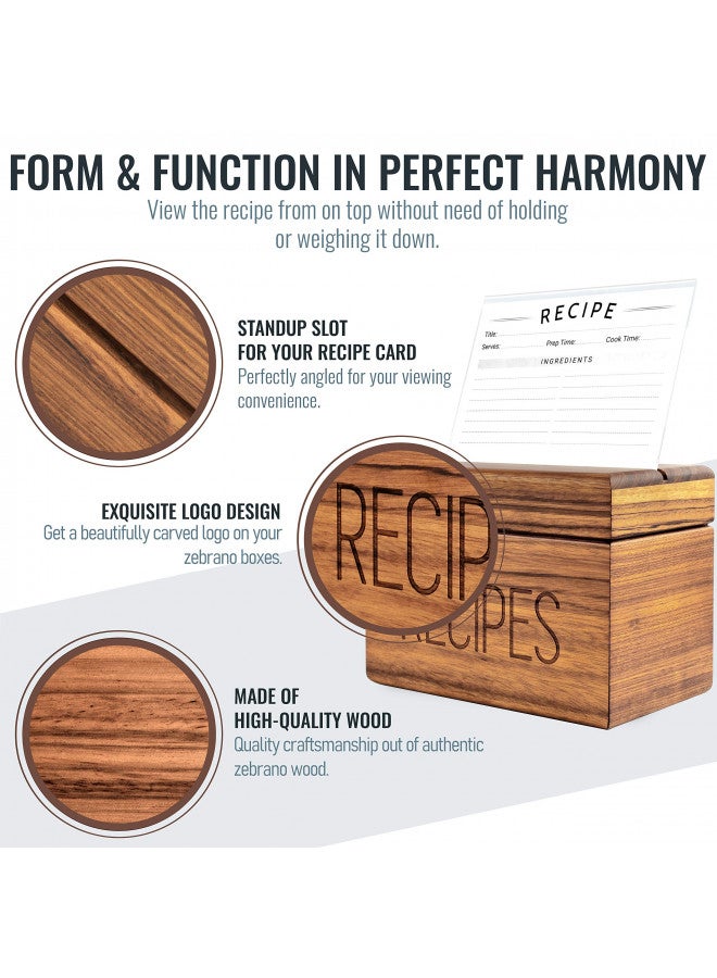 Apace Living Apace Living Recipe Box with 50 Recipe Cards and Dividers - Vintage Style Sapele Wood 4x6 Recipe Holder Card Box - Exclusively from the Premier Collection - Fits 240 Cards  - Image 3