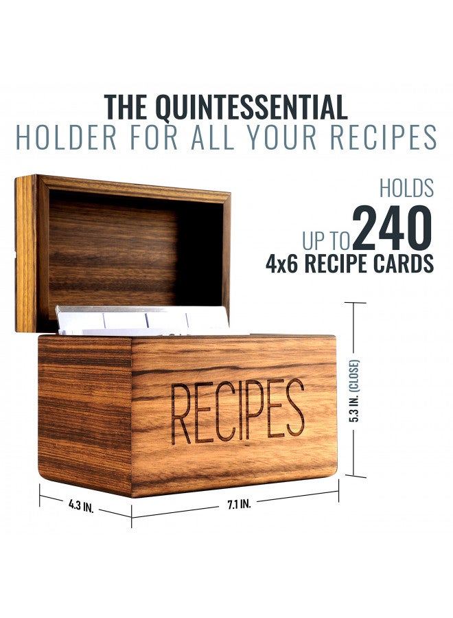 Apace Living Apace Living Recipe Box with 50 Recipe Cards and Dividers - Vintage Style Sapele Wood 4x6 Recipe Holder Card Box - Exclusively from the Premier Collection - Fits 240 Cards  - Image 1