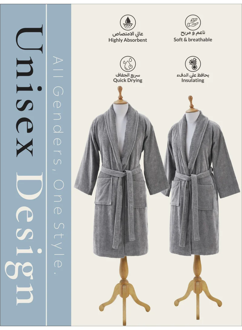 Donetella S-M Unisex 100% Cotton Velour Bathrobe Small & Medium Size, 400 GSM, Luxurious & Absorbent, Soft Velvet Feel, Ankle-Length with Shawl Collar & Pockets  | Best Price UAE