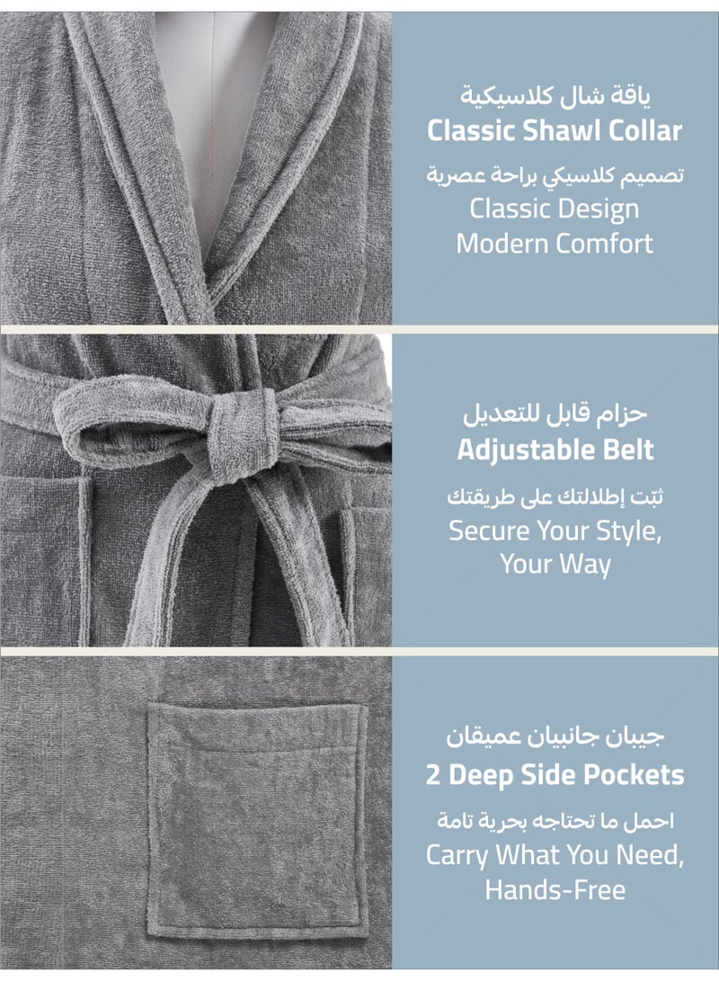 Donetella Unisex 100% Cotton Velour Bathrobe Small & Medium Size, 400 GSM, Luxurious & Absorbent, Soft Velvet Feel, Ankle-Length with Shawl Collar & Pockets - Image 2