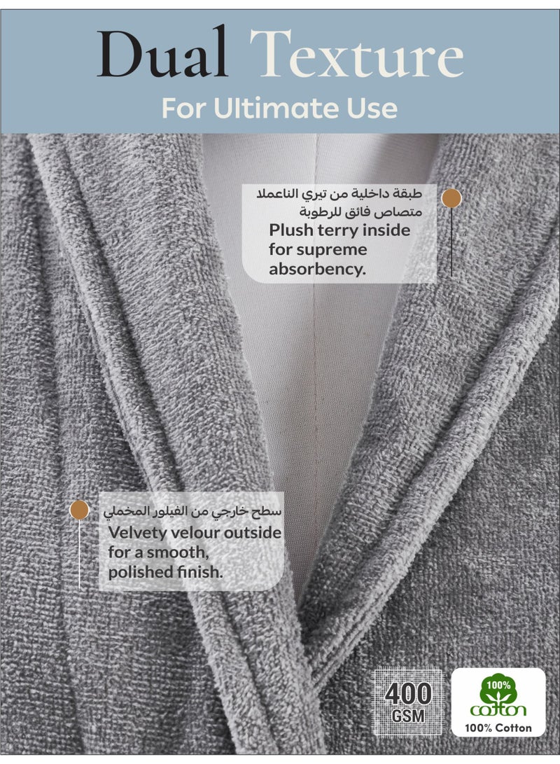 Donetella Unisex 100% Cotton Velour Bathrobe Small & Medium Size, 400 GSM, Luxurious & Absorbent, Soft Velvet Feel, Ankle-Length with Shawl Collar & Pockets - Image 4