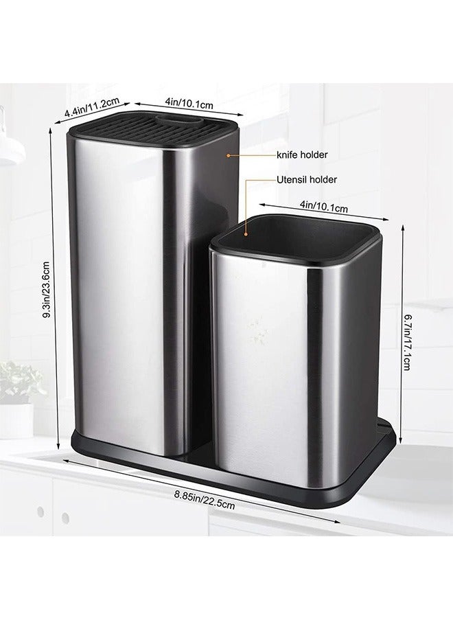 Garlo Universal Knife Block Without Knives,Modern Utensil Holder for Countertop,Stainless Steel Knife Holder for Kitchen Counter,Edge-Protecting Knife Storage,Multi-function Knife Organizer - Image 2