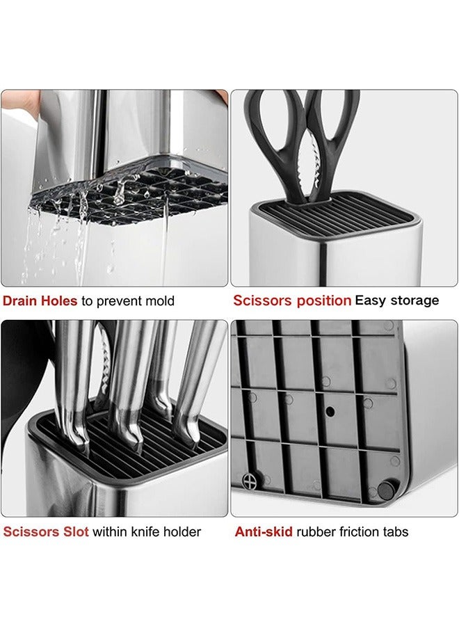 Garlo Universal Knife Block Without Knives,Modern Utensil Holder for Countertop,Stainless Steel Knife Holder for Kitchen Counter,Edge-Protecting Knife Storage,Multi-function Knife Organizer - Image 3