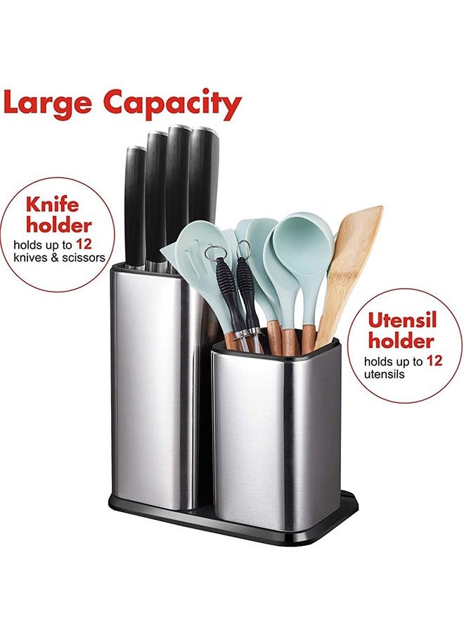 Garlo Universal Knife Block Without Knives,Modern Utensil Holder for Countertop,Stainless Steel Knife Holder for Kitchen Counter,Edge-Protecting Knife Storage,Multi-function Knife Organizer - Image 4