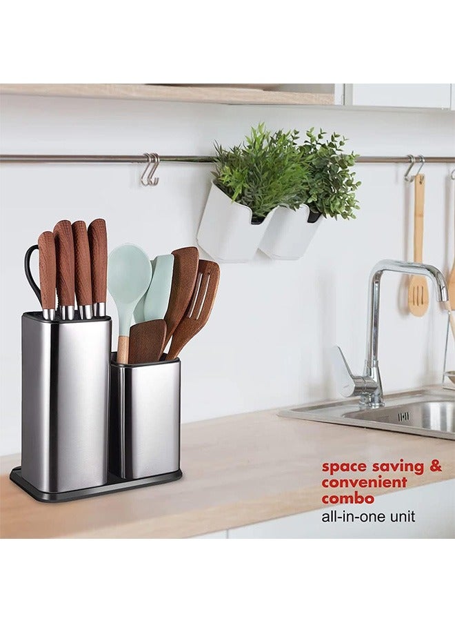 Garlo Universal Knife Block Without Knives,Modern Utensil Holder for Countertop,Stainless Steel Knife Holder for Kitchen Counter,Edge-Protecting Knife Storage,Multi-function Knife Organizer - Image 5