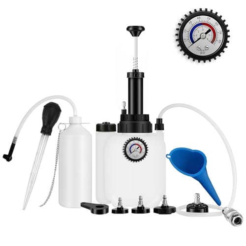 DIQDI 3L Brake Bleeder Kit Manual Pressure Brake Fluid Bleeder with 1L Catch Bottle 4 Master Cylinder Adapters Funnel Fluid Dropper OnePerson Brake and Clutch Bleeding Tool for Cars SUVs - Image 1