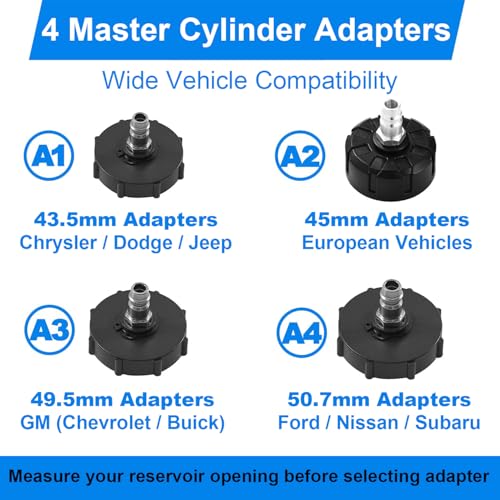 DIQDI 3L Brake Bleeder Kit Manual Pressure Brake Fluid Bleeder with 1L Catch Bottle 4 Master Cylinder Adapters Funnel Fluid Dropper OnePerson Brake and Clutch Bleeding Tool for Cars SUVs - Image 3