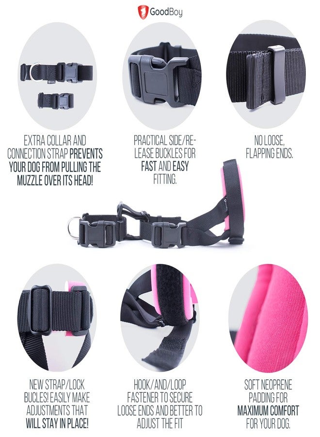 GoodBoy Gentle Muzzle Guard for Dogs - Prevents Biting and Unwanted Chewing Safely - New Secure Comfort Fit - Soft Neoprene Padding - No More Chafing - Training Guide Helps Build Bonds with Pet (XL, Pink) - Image 5