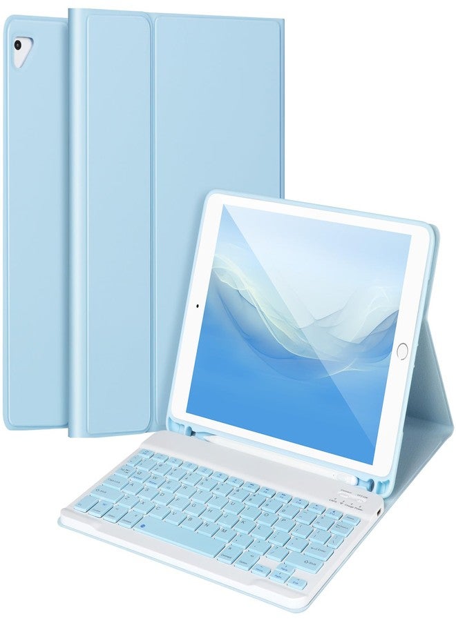 APHBZGE for iPad 6/5th Generation Case with Keyboard 2018/2017,Detachable Bluetooth Keyboard case for iPad Air 2/1,iPad Keyboard Case 9.7 inch with Pencil Holder,Square Keycaps,Blue - Image 1