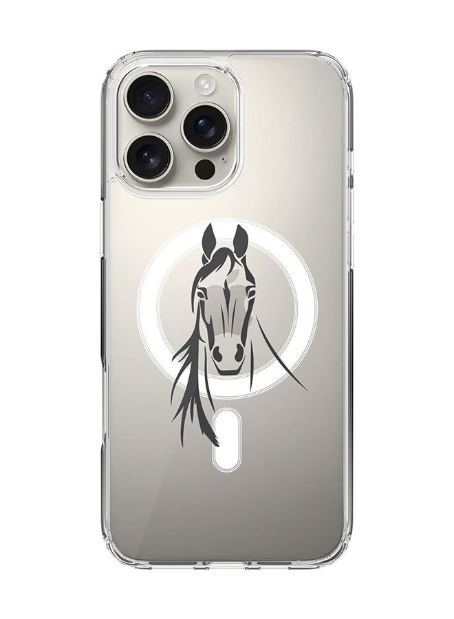 Stylizedd For iPhone 16 Pro Max Case [Compatible with MagSafe] Slim Magnetic cover Clear Phone Case - Arabian Stallion - Image 1