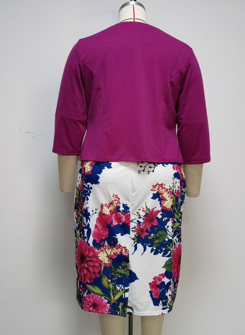 Loquat Women's Large Two-Piece Coat Printed Dress  - Image 3