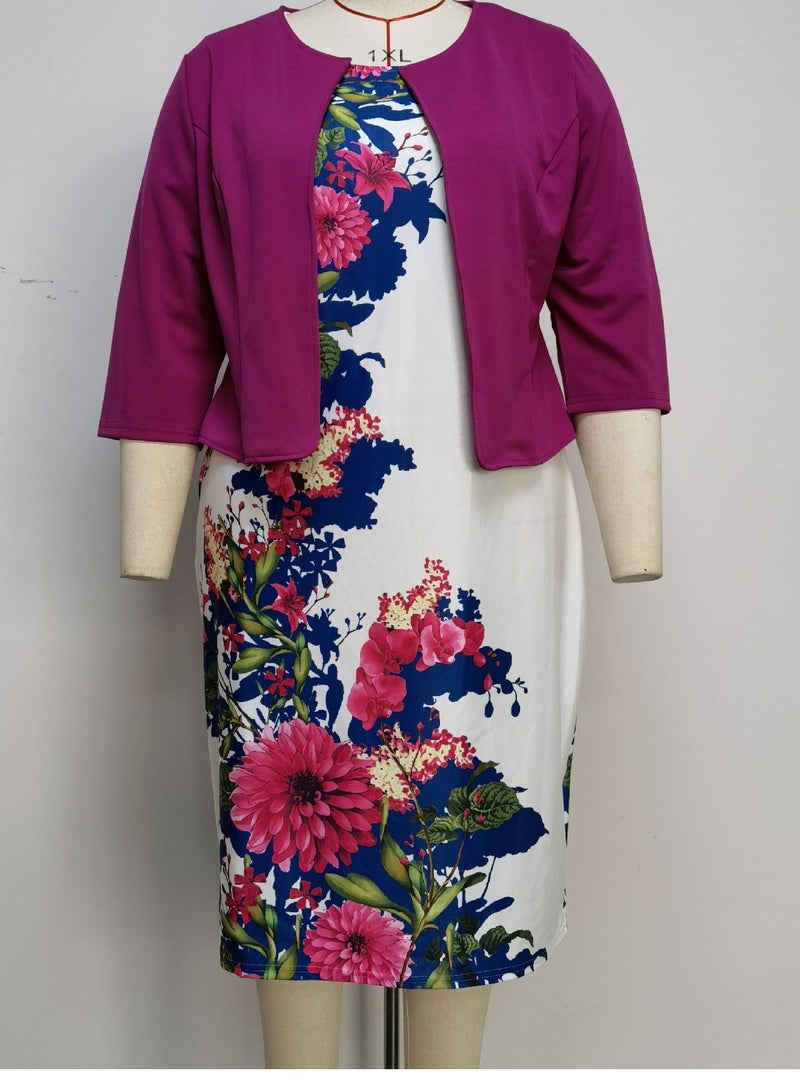 Loquat Women's Large Two-Piece Coat Printed Dress  - Image 2