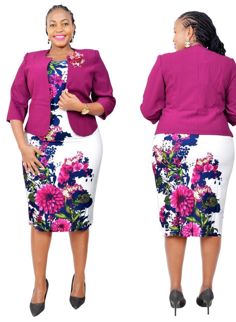 Loquat Women's Large Two-Piece Coat Printed Dress  - Image 1