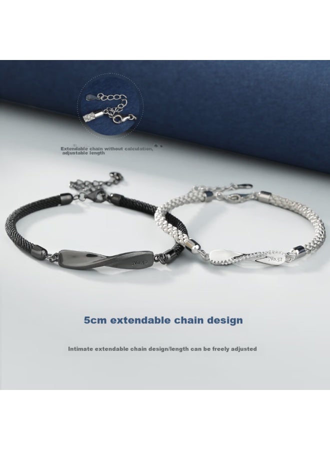 Manhe S925 Silver Mobius Couple Bracelet, One Pair For Men And Women, Wife's New Year Birthday Gift For Girlfriend Or Female Friend - Image 5