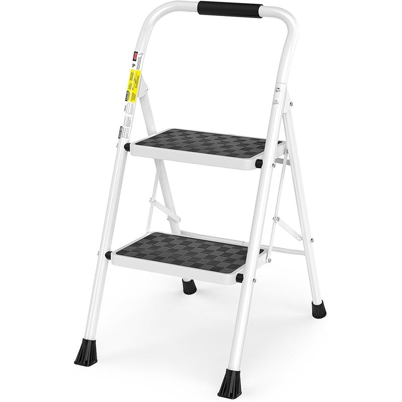 HBTower 2 Step Ladder,2 Step Stool for Adults Folding Step Stool with Cushioned Handle with Wide Anti-Slip Pedal Ergonomic Design - Image 1